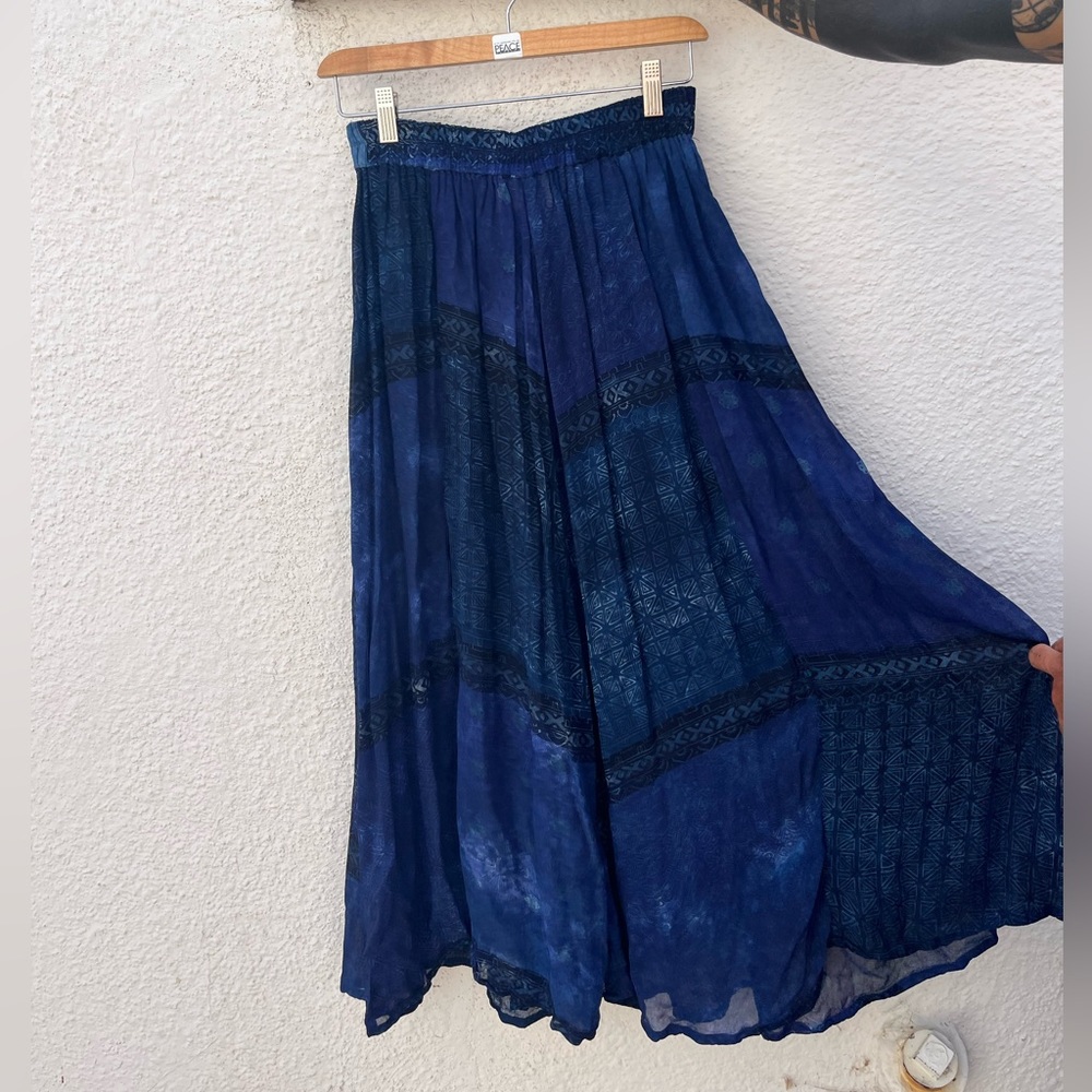Vintage royal blue boho maxi skirt
